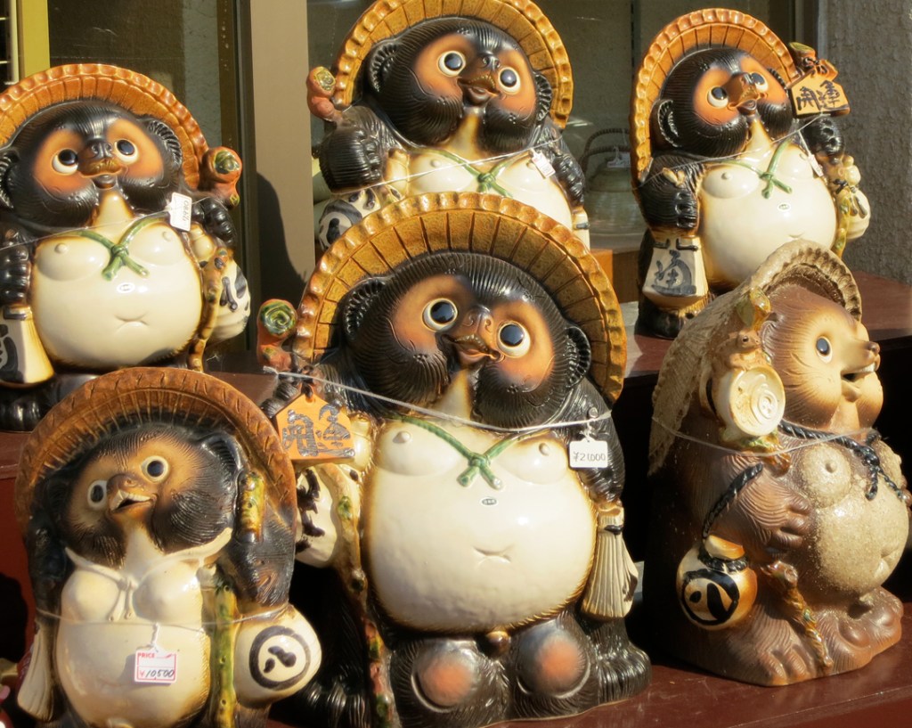 Ceramic tanuki figures