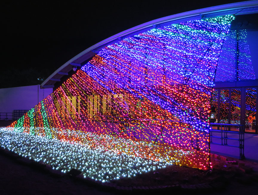 Animated light shows timed to music popped up where you least expected them.