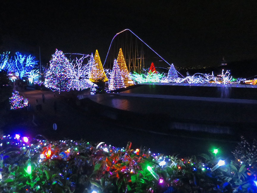 As you can see, there's no surface in the park that isn't covered in lights, and I don't mean skimpily covered.