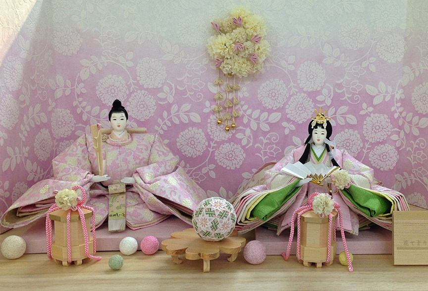 Pink hina-sama dolls for hina matsuri Girls' Day