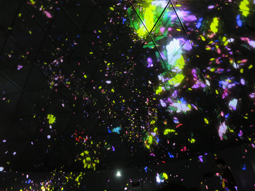 This one would have been extra cool to be in alone, because the room was a geodesic dome with a mirrored floor, and if there hadn't been a crowd of other people sitting on the floor blocking the reflections, it would totally have seemed like I was floating in space.