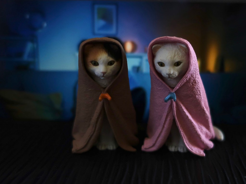 Cats in blankets Japanese gachapon toys