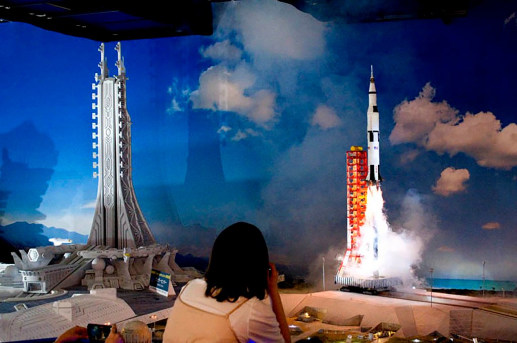 Small Worlds Tokyo rocket launch spaceport model