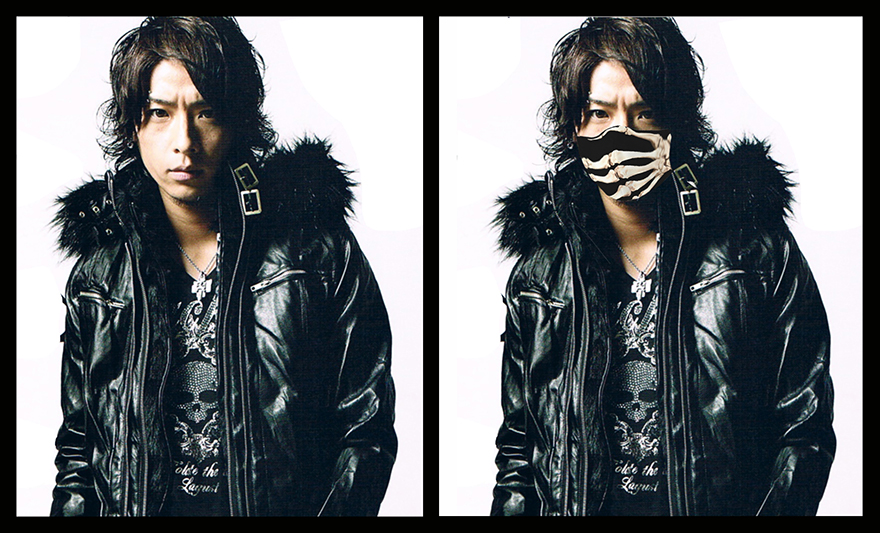 Fashionable japanese man wearing cool face mask