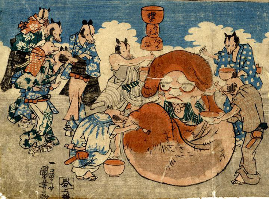 Kuniyoshi tanuki woodblock print