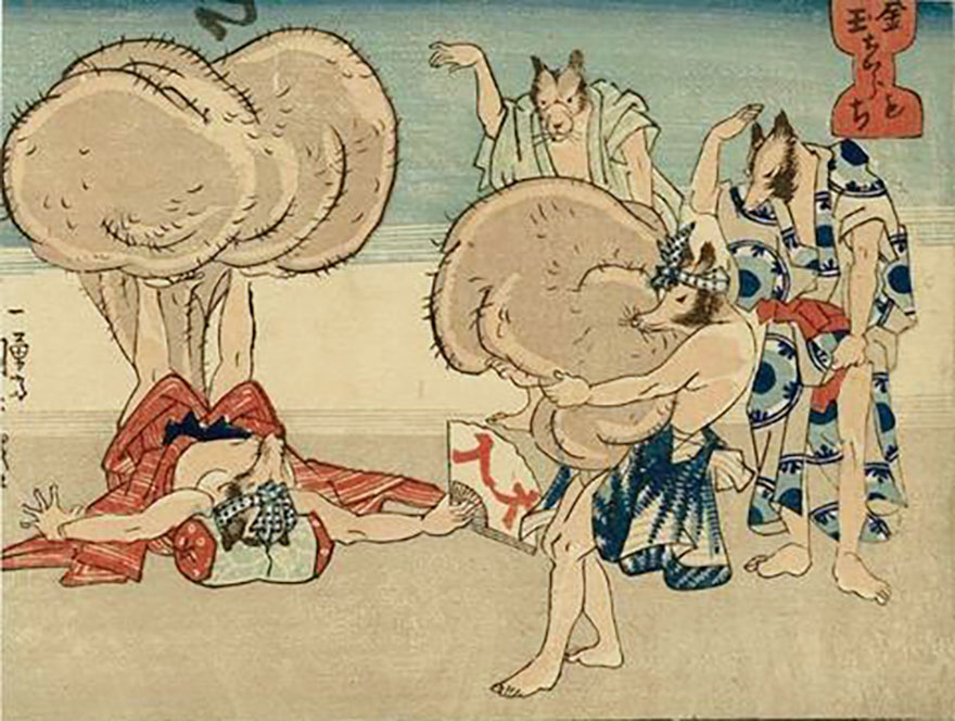 Kuniyoshi tanuki woodblock print