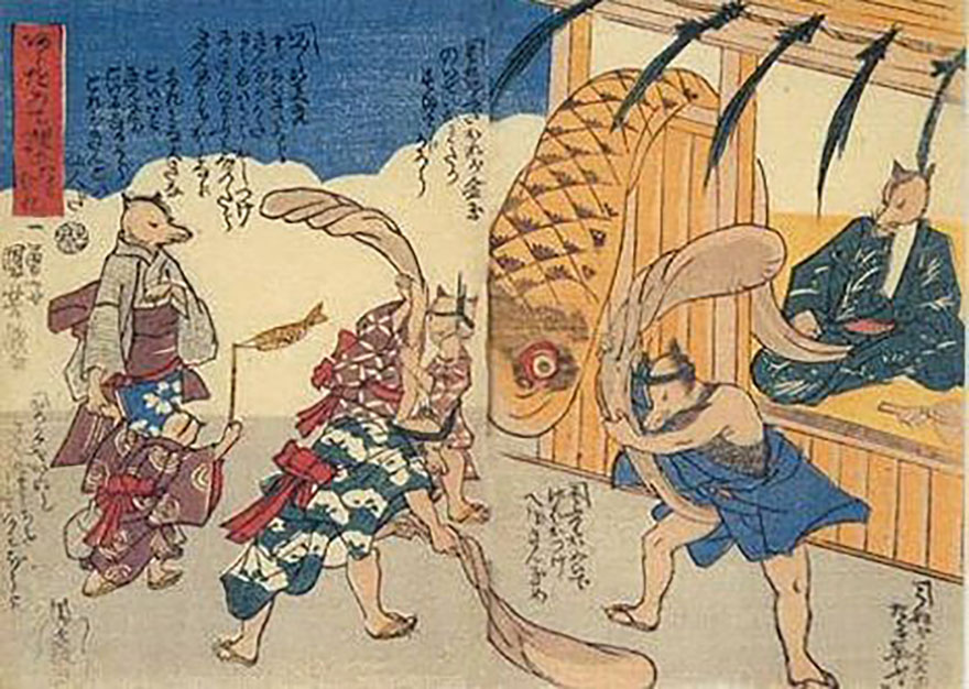 Kuniyoshi tanuki woodblock print