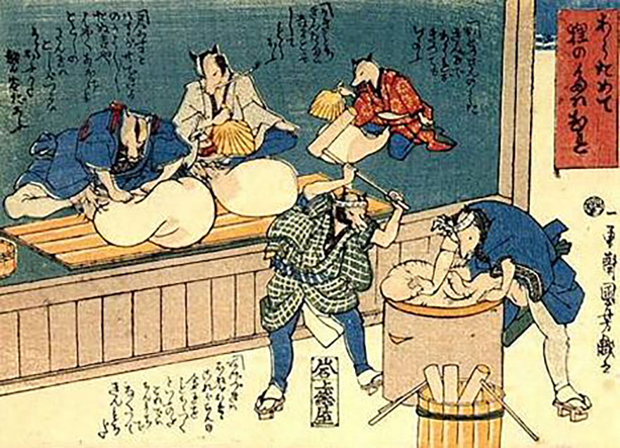 Kuniyoshi tanuki woodblock print