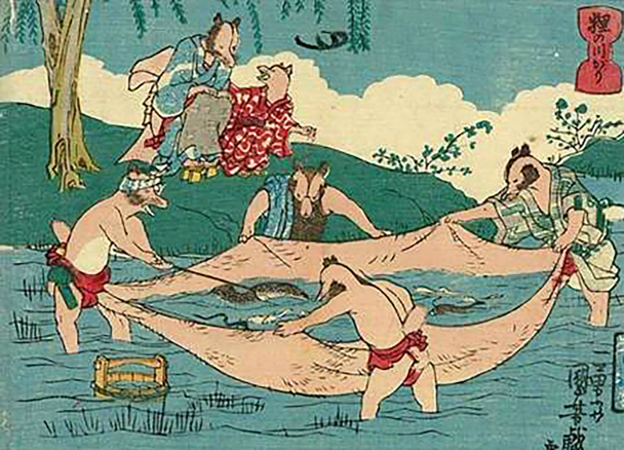 Kuniyoshi tanuki woodblock print