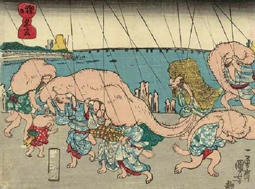 Kuniyoshi tanuki woodblock print