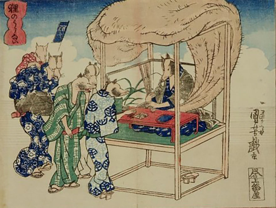 Kuniyoshi tanuki woodblock print