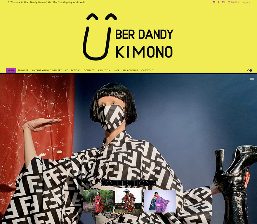 Uber Dandy Kimono website home page 