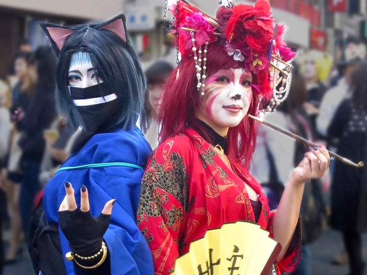 Costumed participants in the Bakeneko parade in Tokyo