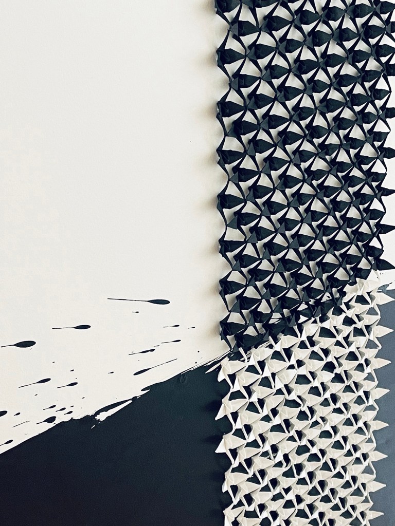 Paula Pietranera renzuru folded crane and sumi-e art "Deep"