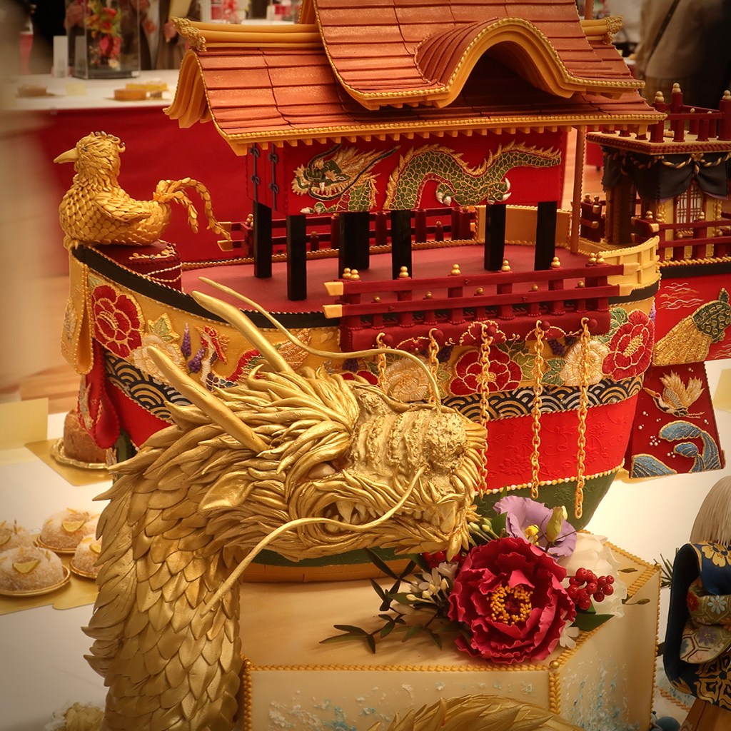 Detail of multi-tiered cake at the Japan Cake Show Tokyo