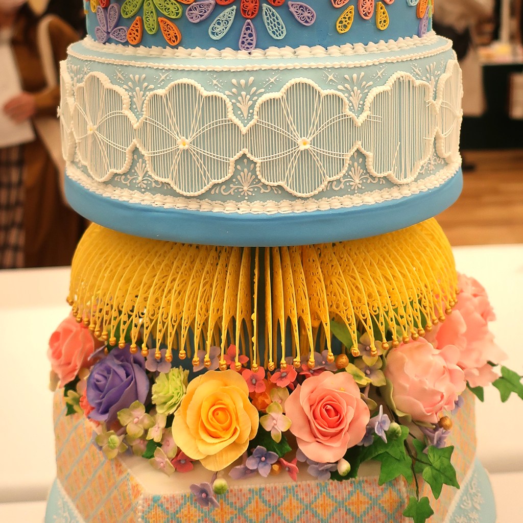 Detail of multi-tiered cake at the Japan Cake Show Tokyo