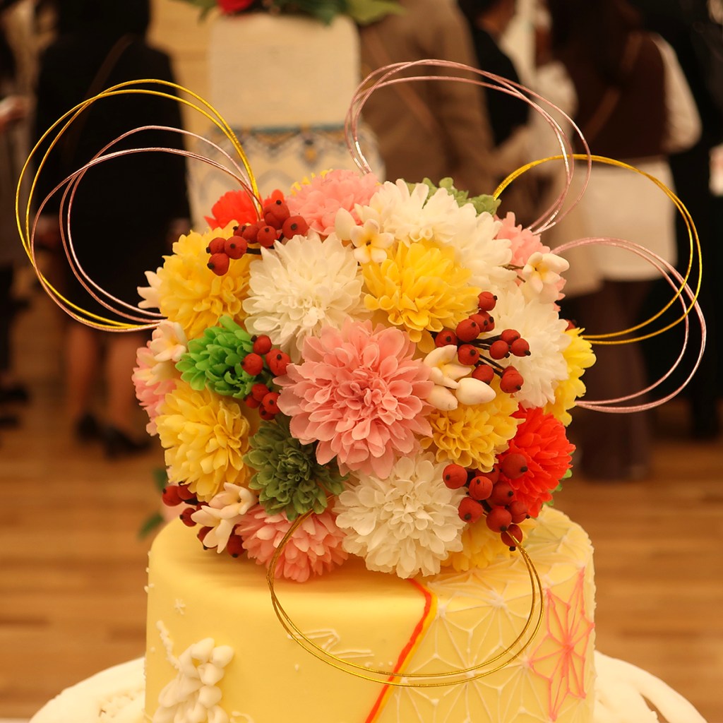 Detail of multi-tiered cake at the Japan Cake Show Tokyo