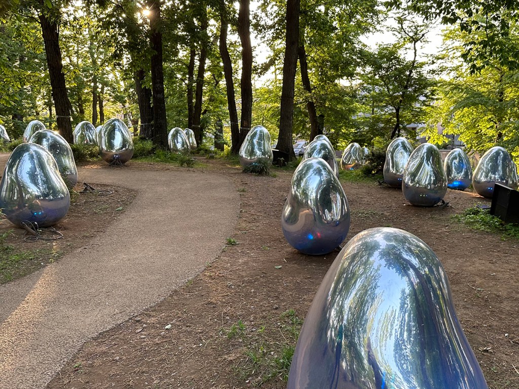 TeamLab's Resonating Life in the Acorn Forest art installation in daylight